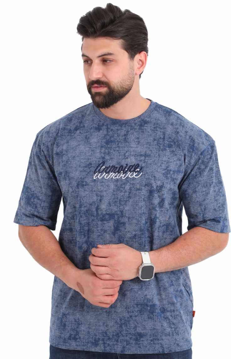 Blue Washed Oversized T-Shirt for Men