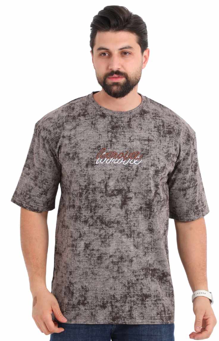 Brown Washed Oversized T-Shirt for Men