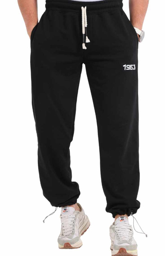 Wide Leg Black Sweatpants for Men