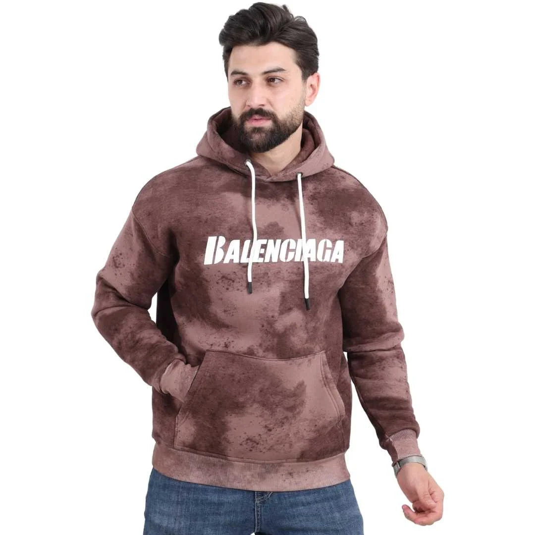 Brown Textured Melton Hoodie