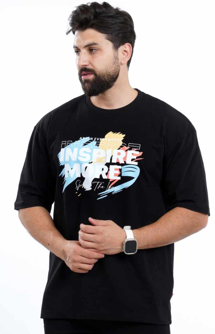 Black chest print oversized t-shirt