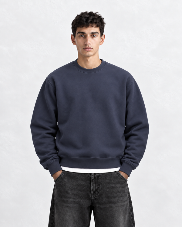 Boxy Regular Fit Crewneck in Blue