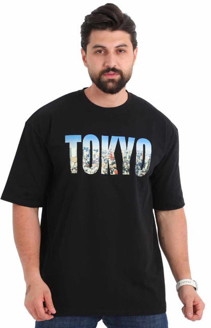 تيشيرت طوكيو بوليفار الأسود اوفر سايز