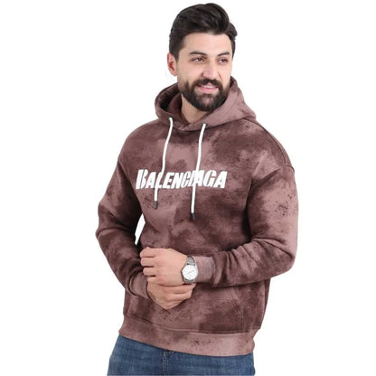 Brown Textured Melton Hoodie