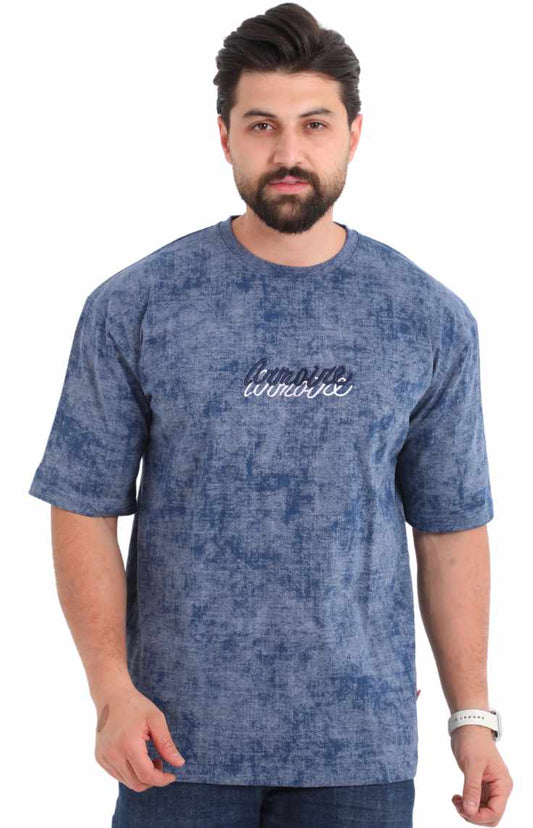 Blue Washed Oversized T-Shirt for Men