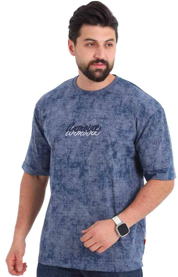 Blue Washed Oversized T-Shirt for Men