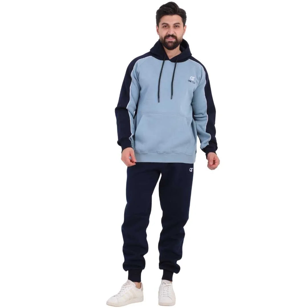 Men’s Melton Tracksuit Sky Blue × Navy