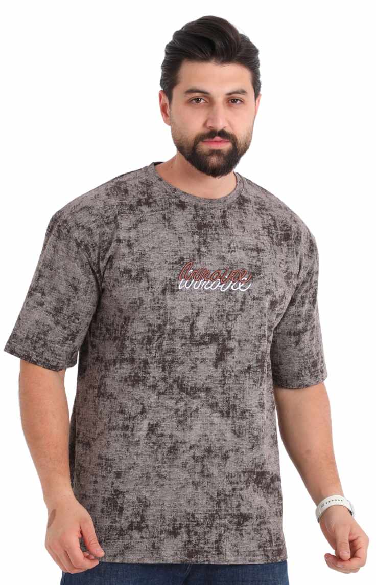 Brown Washed Oversized T-Shirt for Men