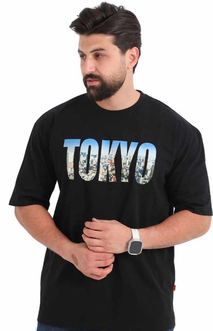 تيشيرت طوكيو بوليفار الأسود اوفر سايز