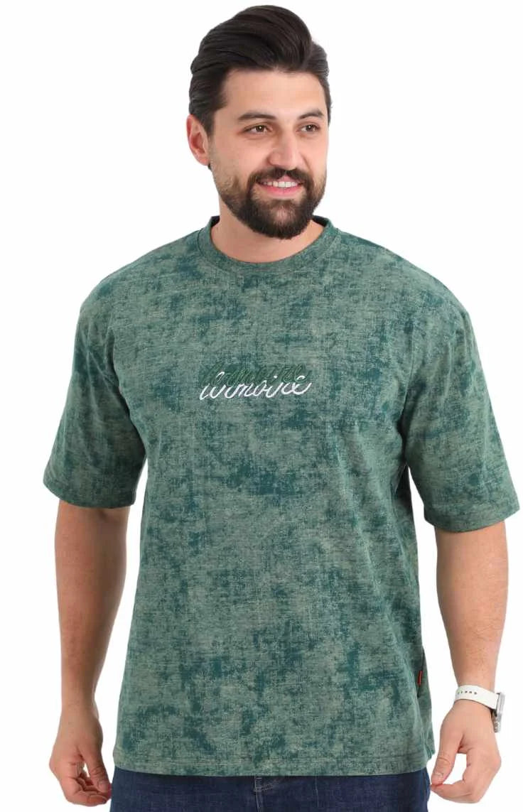 تي شيرت أخضر مغسول اوفرسايز 