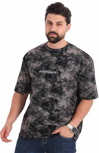 تي شيرت رمادي مغسول اوفر سايز