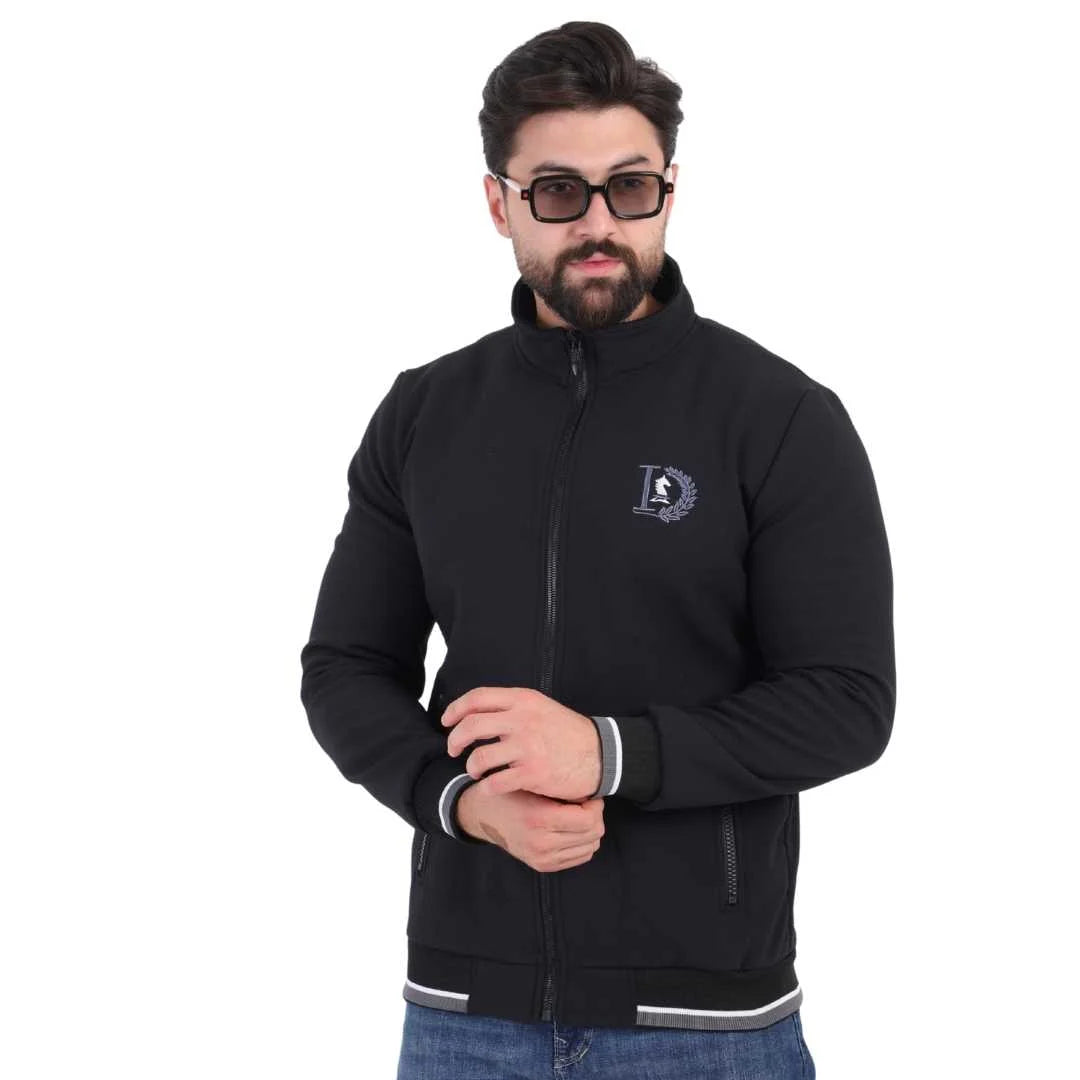 Black Corduroy Jacket with Chest Print