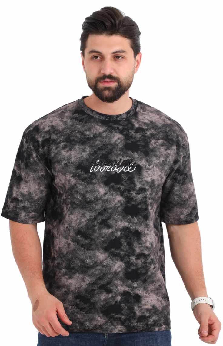 تي شيرت رمادي مغسول اوفر سايز