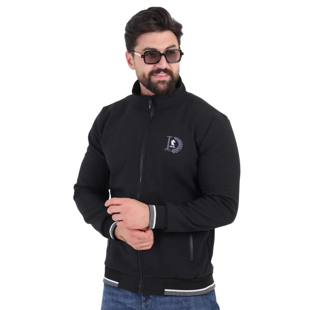 Black Corduroy Jacket with Chest Print