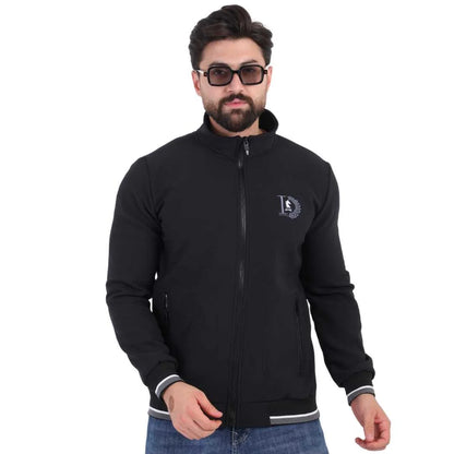 Black Corduroy Jacket with Chest Print