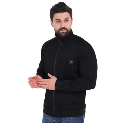 Black Corduroy Jacket with Chest Print