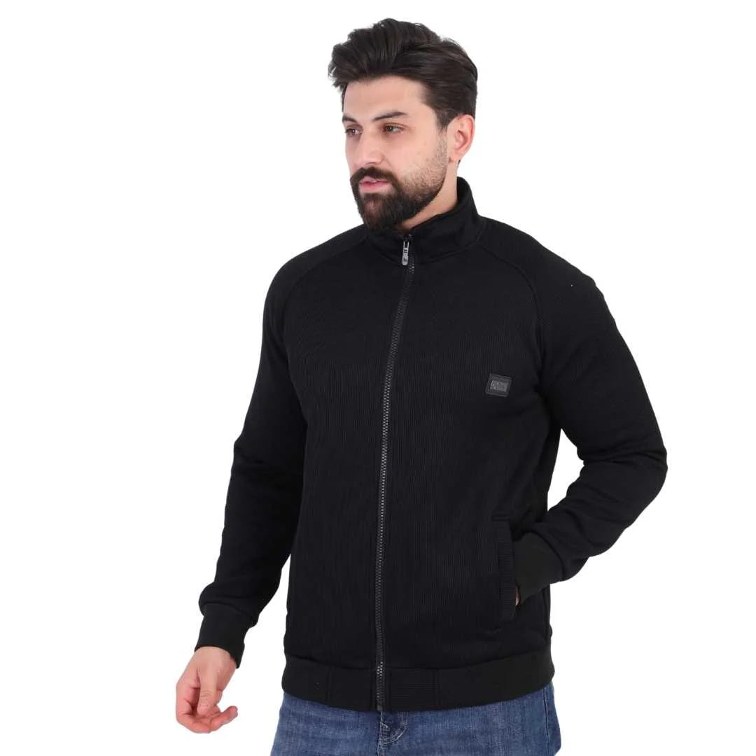 Black Corduroy Jacket with Chest Print