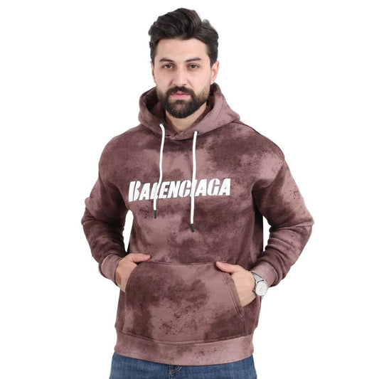 Brown Textured Melton Hoodie