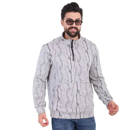 Light Grey Half-Zip Cotton Sweatshirt