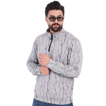 Light Grey Half-Zip Cotton Sweatshirt