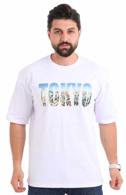 تيشيرت طوكيو بوليفار الأبيض اوفر سايز