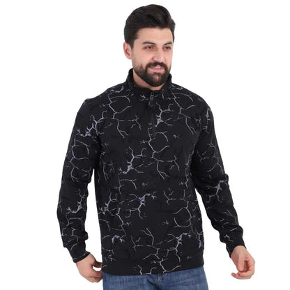 Black Half-Zip Cotton Sweatshirt