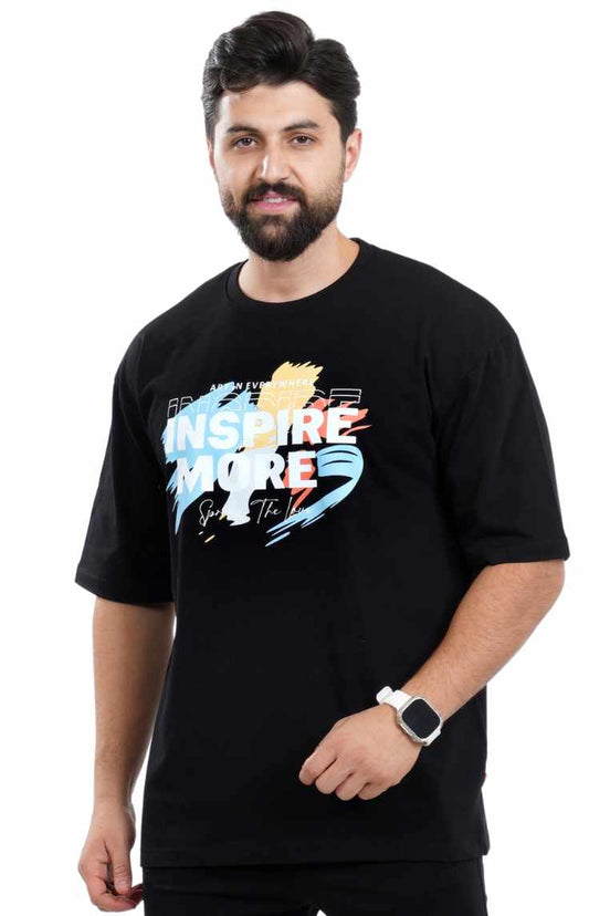 Black chest print oversized t-shirt