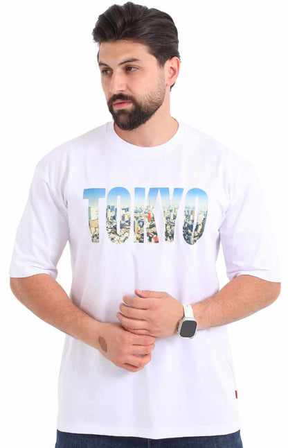 تيشيرت طوكيو بوليفار الأبيض اوفر سايز