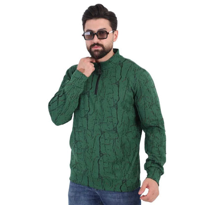 Green Half-Zip Cotton Sweatshirt