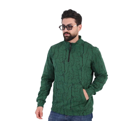 Green Half-Zip Cotton Sweatshirt