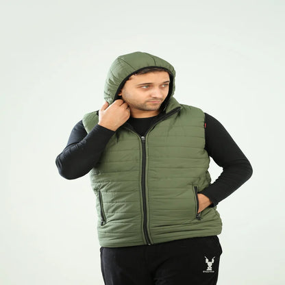 Olive Green Fur Vest for Men Winter Warmth & Stylish Design