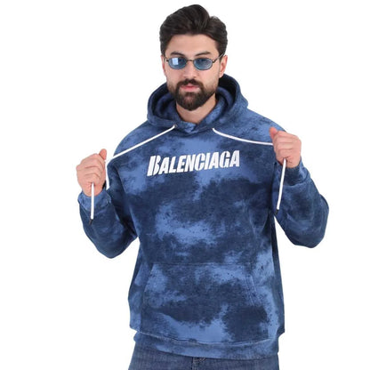 Sky Blue Textured Melton Hoodie