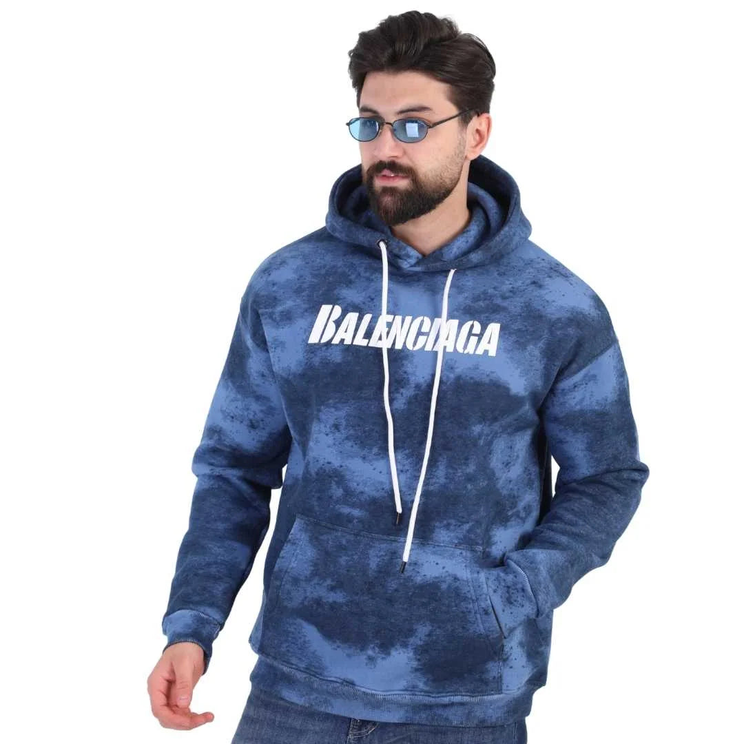 Sky Blue Textured Melton Hoodie