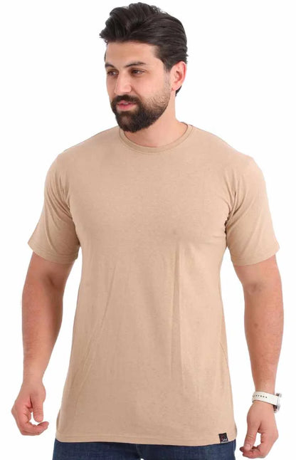Classic Beige Cotton T-Shirt for Men