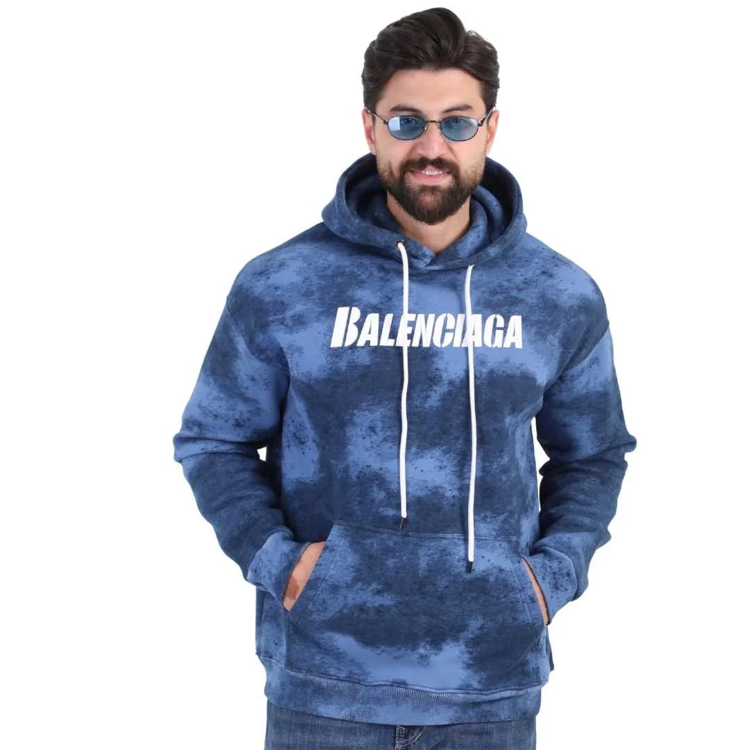 Sky Blue Textured Melton Hoodie