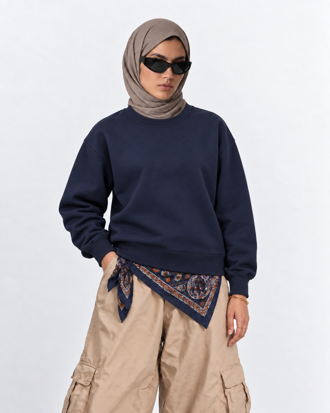 Boxy Regular Fit Crewneck in Blue