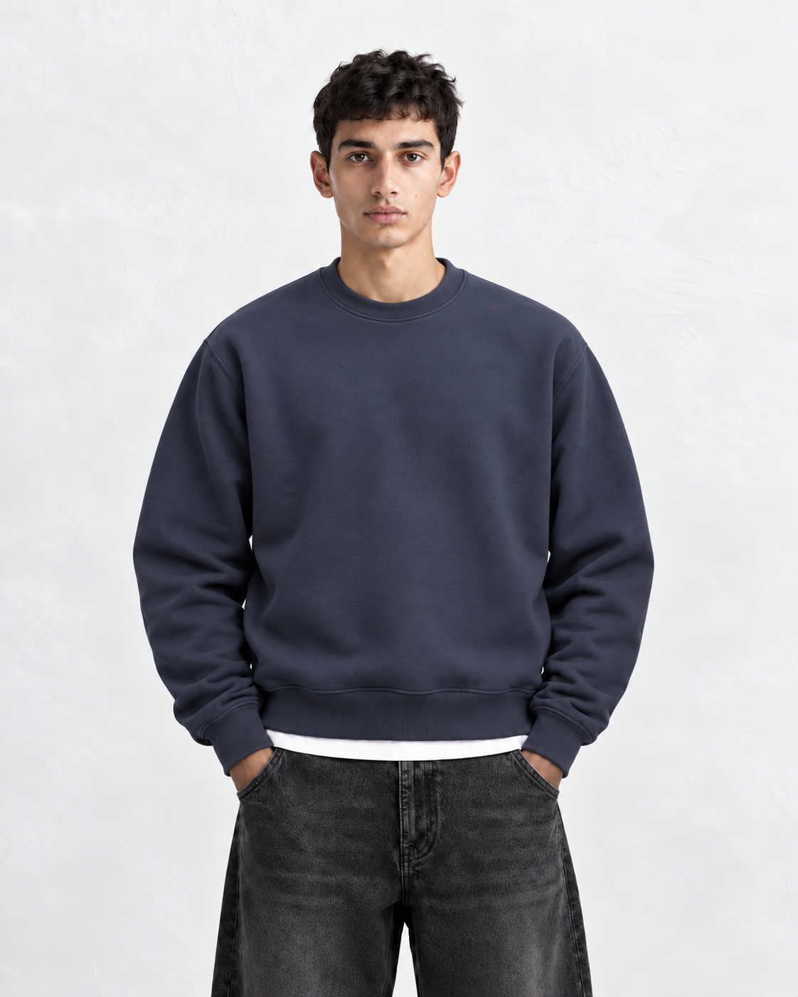 Boxy Regular Fit Crewneck in Blue