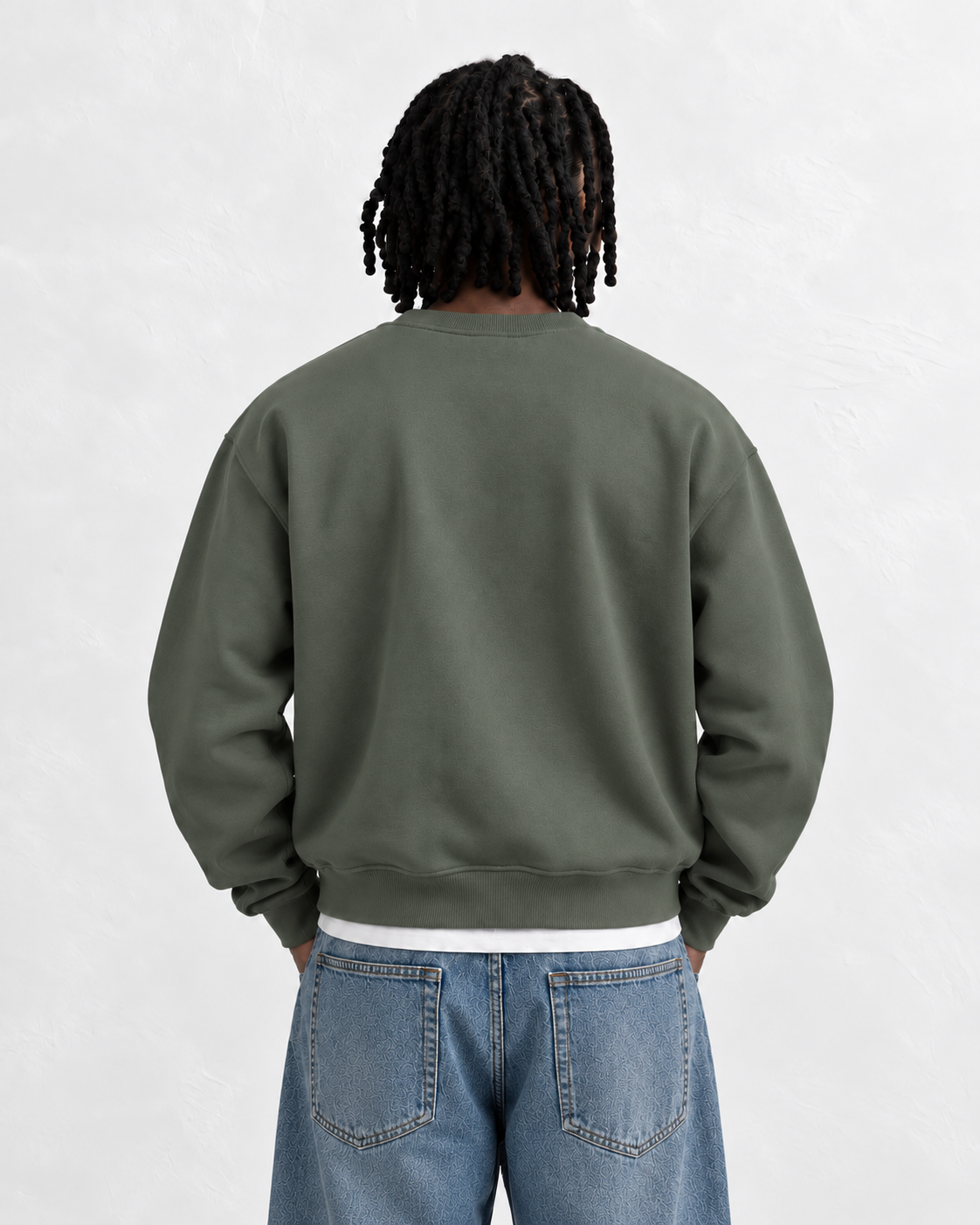 Boxy Regular Fit Crewneck in Dark Green