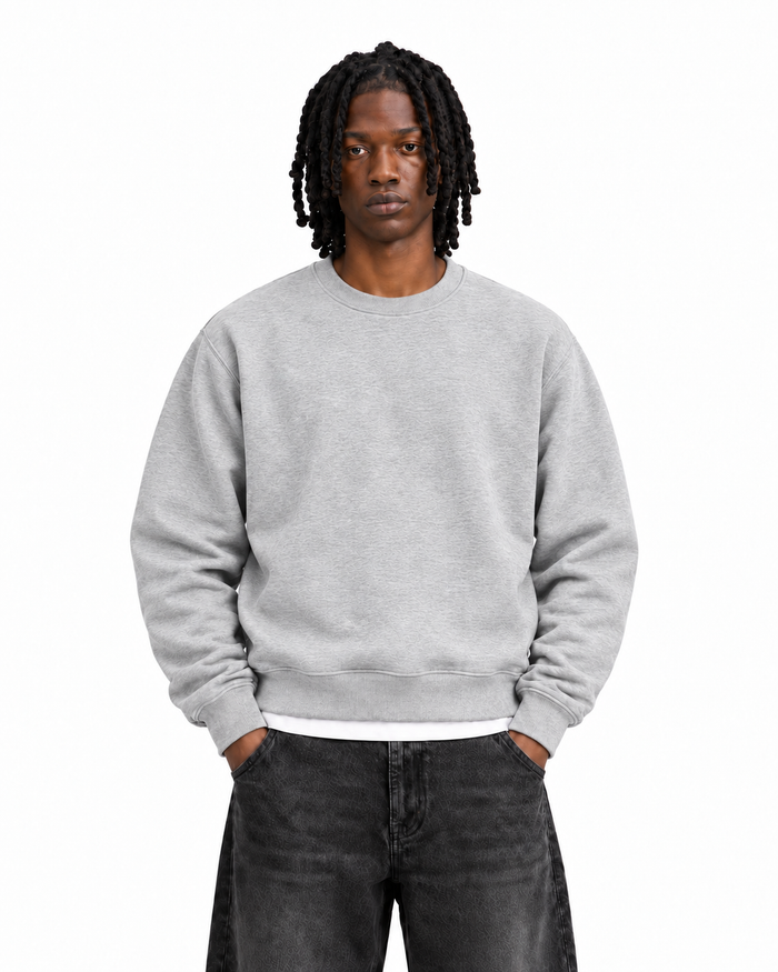 Boxy Regular Fit Crewneck in Gray