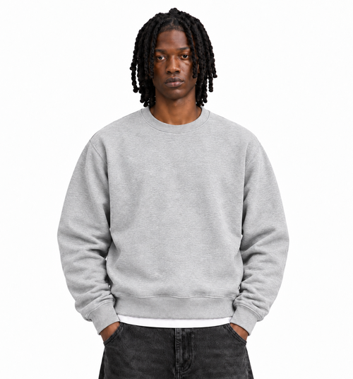 Boxy Regular Fit Crewneck in Light Gray
