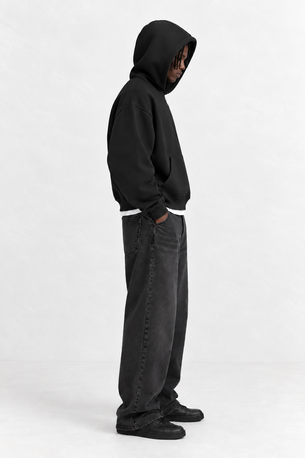 Boxy Oversized Hoodie in Black