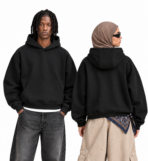 Boxy Oversized Hoodie in Black