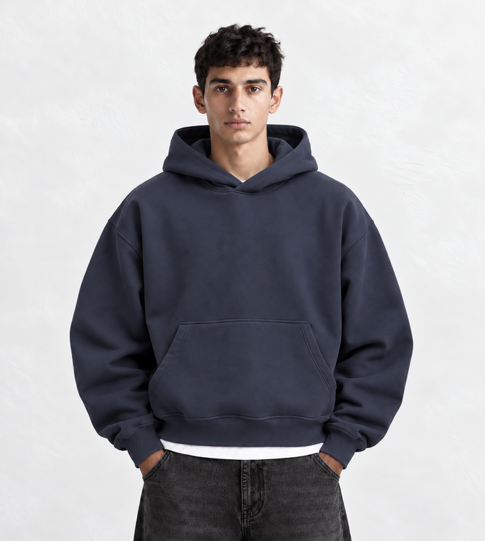 Boxy Oversized Hoodie in Dark Navy