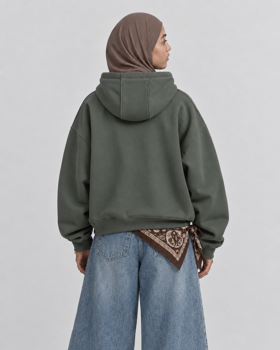 Boxy Oversized Hoodie in Dark Green