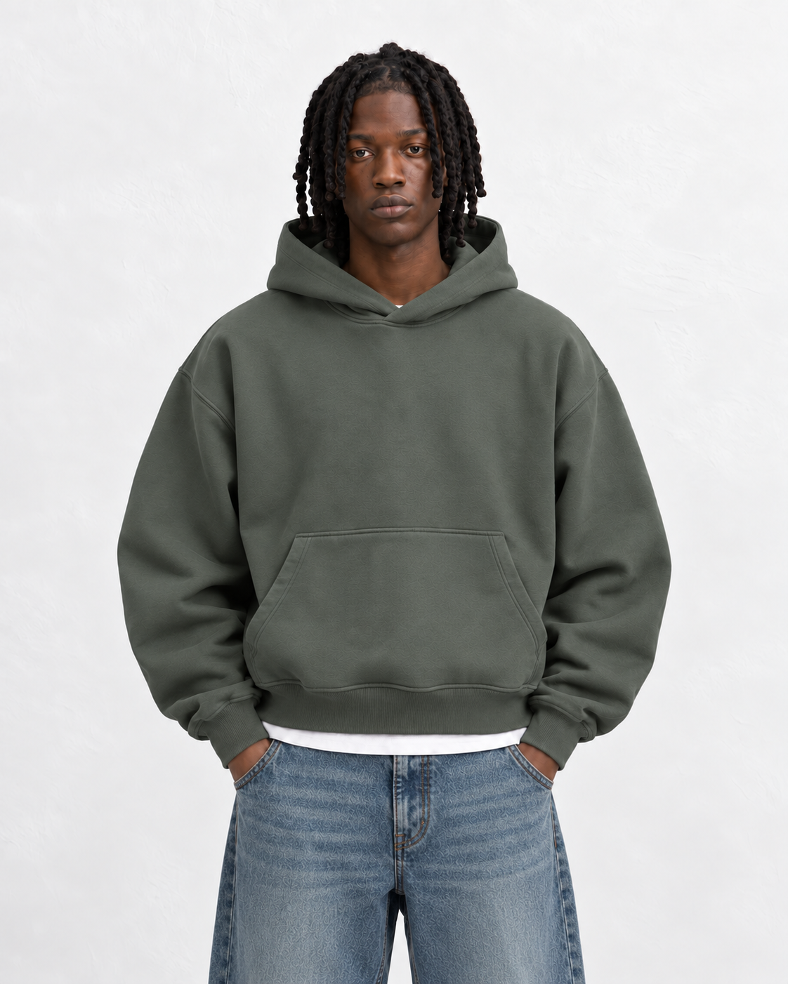 Boxy Oversized Hoodie in Dark Green
