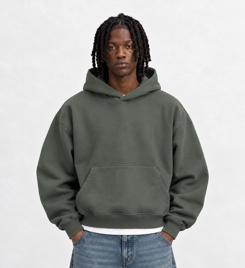 Boxy Oversized Hoodie in Muted Olive