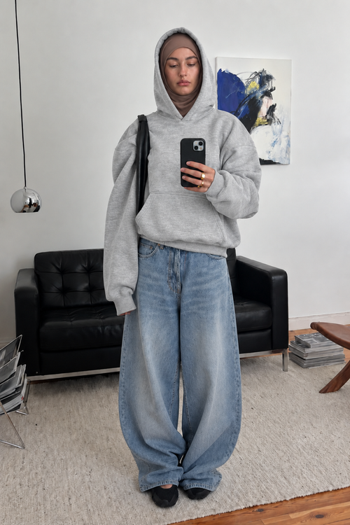 Boxy Oversized Hoodie in Gray