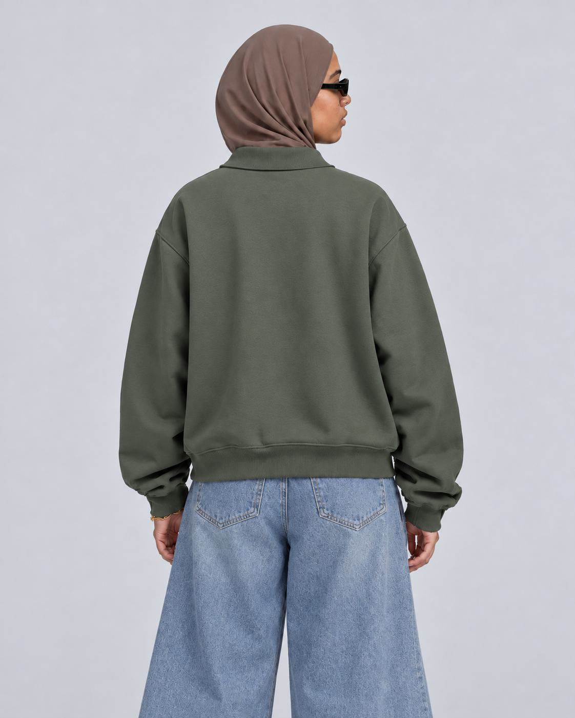 Boxy Regular Fit Zip Polo In Dark Green