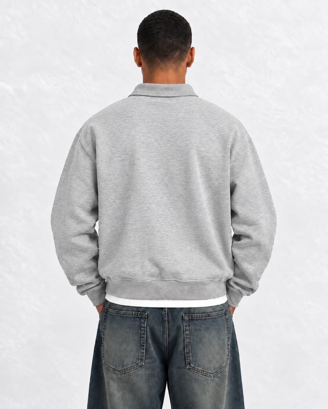 Boxy Regular Fit Zip Polo In Gray
