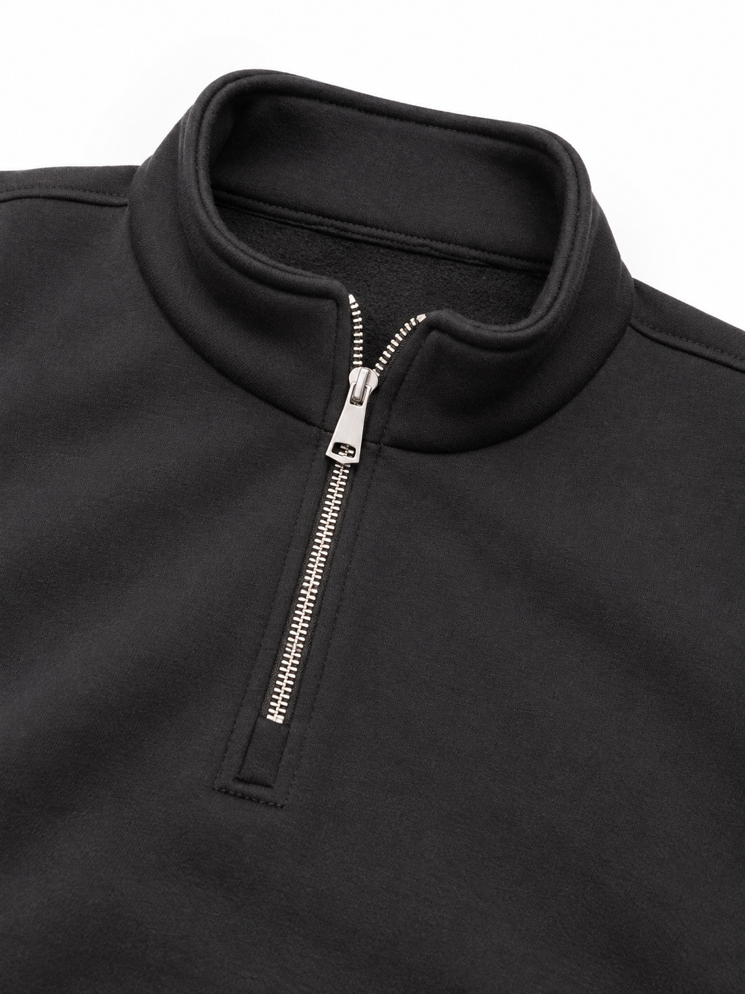 Boxy Regular Fit Quarter-Zip in Black